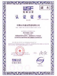 WSF世标认证证书